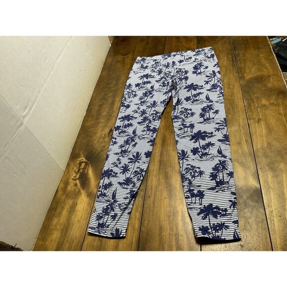 VINEYARD VINES Pants Women 4 Blue Tropical Island Striped Skinny Chino Palm Tree - Picture 2 of 10